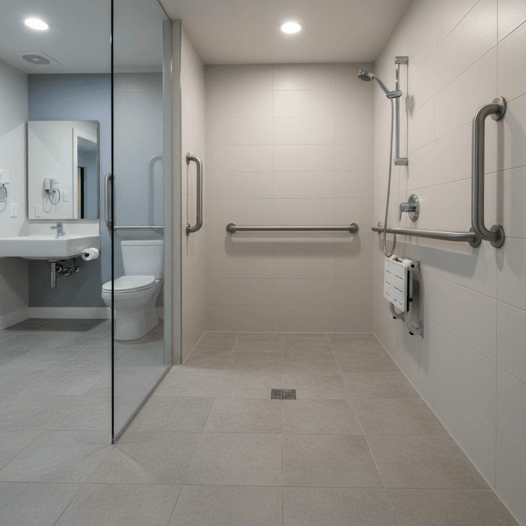 Barrier-free roll-in shower
