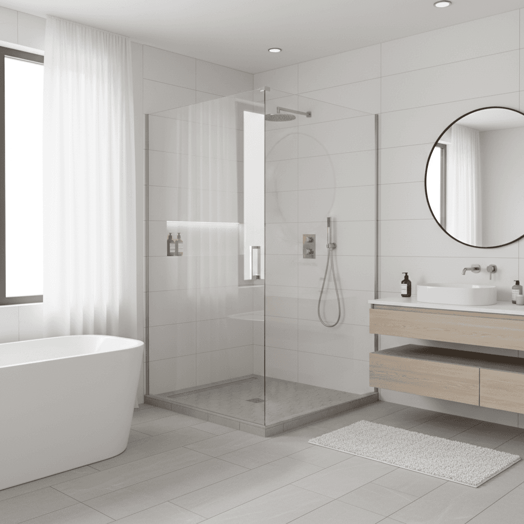 Walk-in tile shower