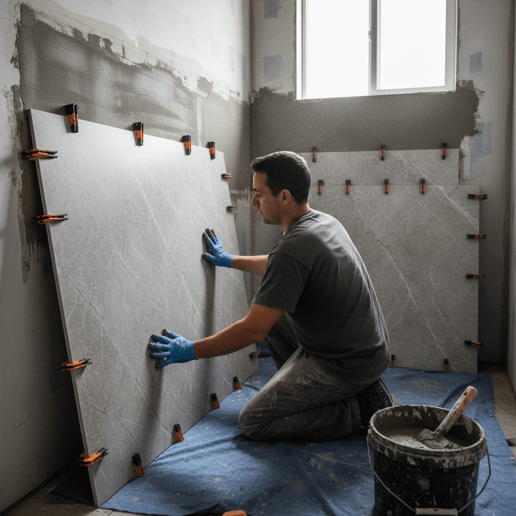 Tile setting with lippage control