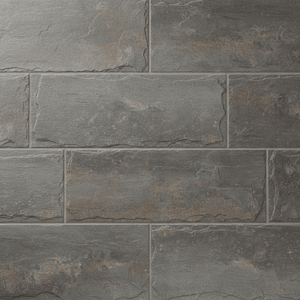 Stone-look luxury vinyl tile flooring in a contemporary bathroom