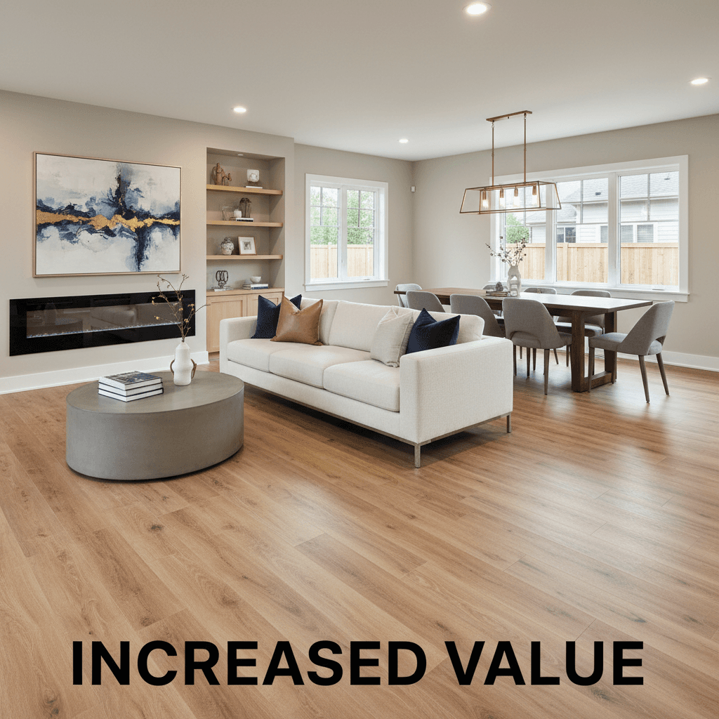 Beautifully remodeled room with luxury vinyl plank flooring