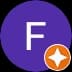 Purple circular profile icon featuring a white letter F and a small orange star badge.