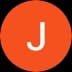 White capital letter J centered within a vibrant orange circle on a black background.